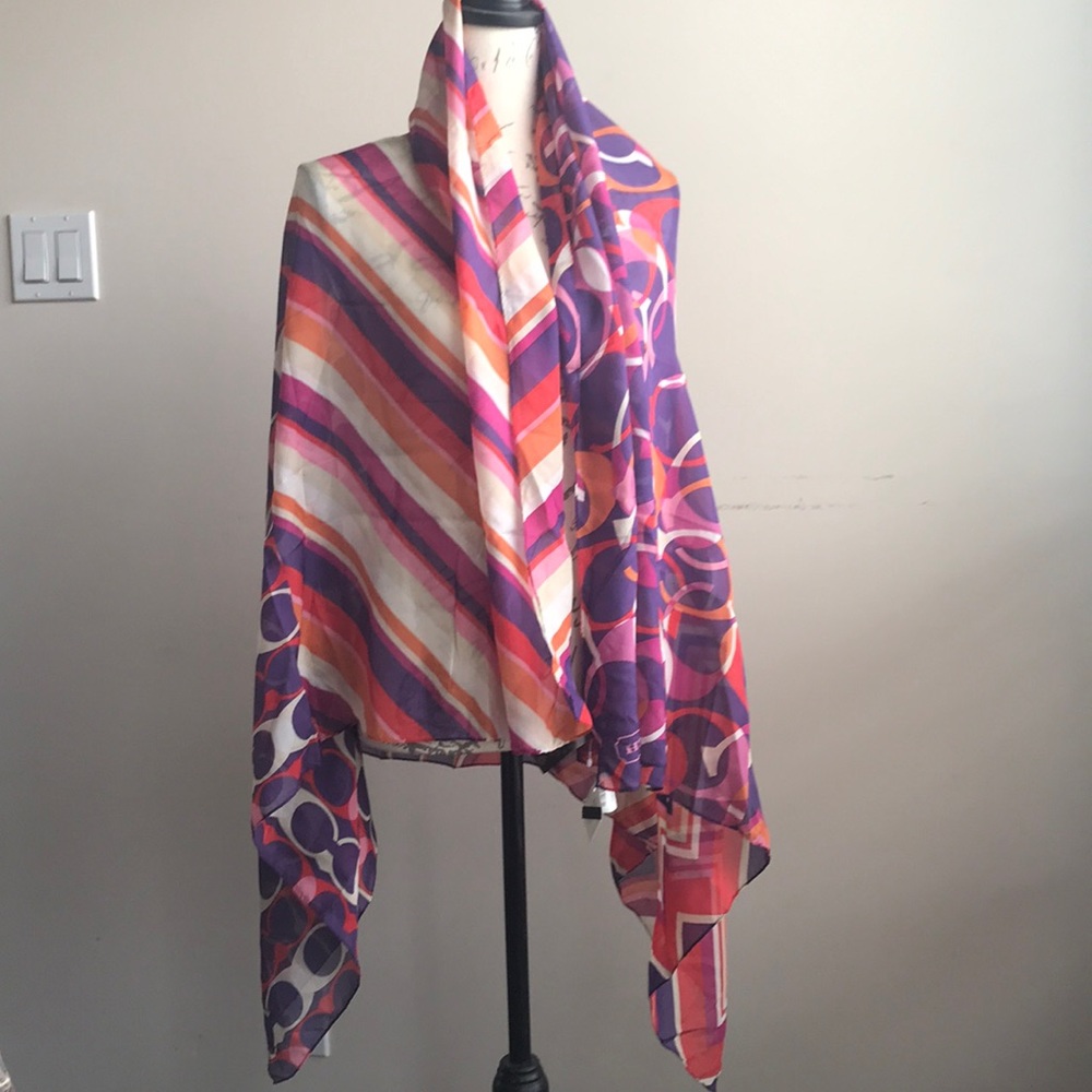 NWT Coach silk scarf 40”x62”